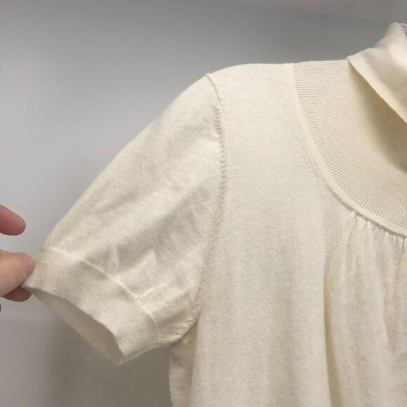 Banana Republic Sweater Womens Small Ivory Cotton Angora Cashmere Short Sleeve - Picture 3 of 10